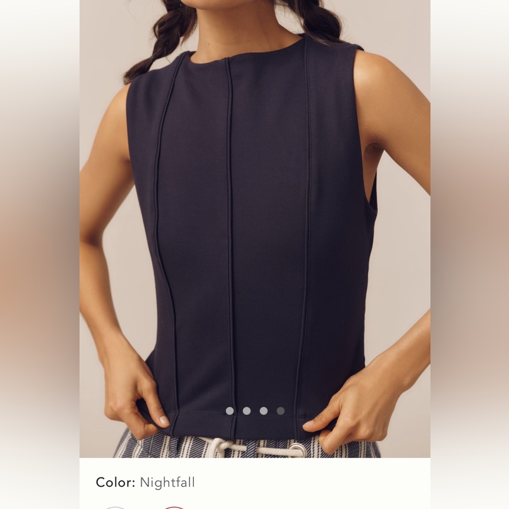 Maeve Seamed Shell Top - Navy Sz Large Runs Small NWT - Picture 9 of 9